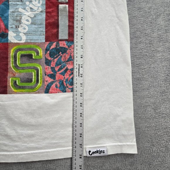 Cookies Men Shirt L White Graphic Print Coolest Letters Short Sleeve - Picture 2 of 7
